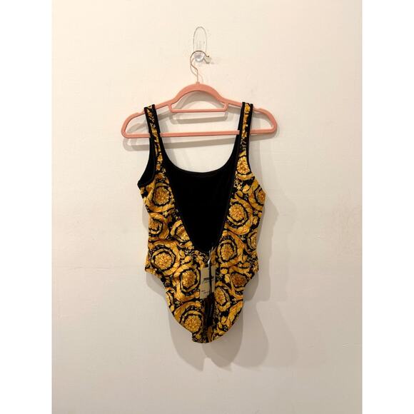 NWT Versace One Piece Lycra Vita Recycled Barocco Allover Swimsuit Yellow 4 / L - Picture 4 of 8